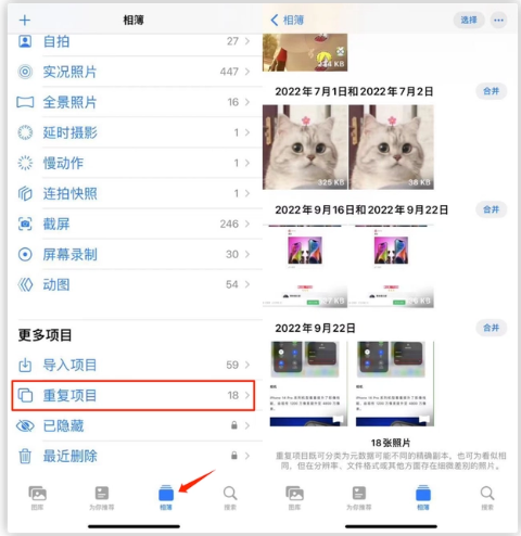 宣威苹果手机维修分享iOS 16 中相册重复项目功能使用方法 