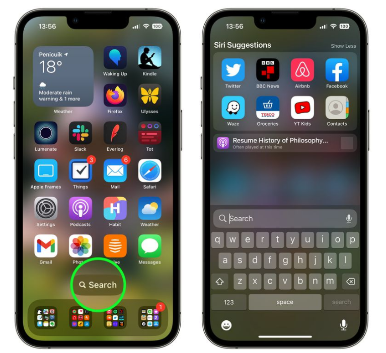 宣威苹果手机维修分享升级到 iOS 16 后，如何删除主屏幕上的搜索按钮 